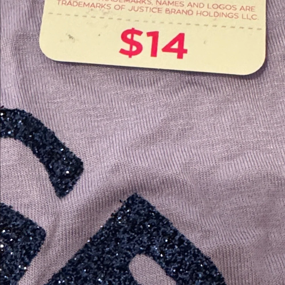 NWT Justice Lavender Tee with Peace and Kindness Graphic Girls size XL 16/18